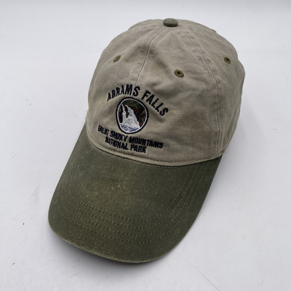 Great Smokey Mountains Abrams Falls Hat Tan Strapback Cleaned National Park Pics